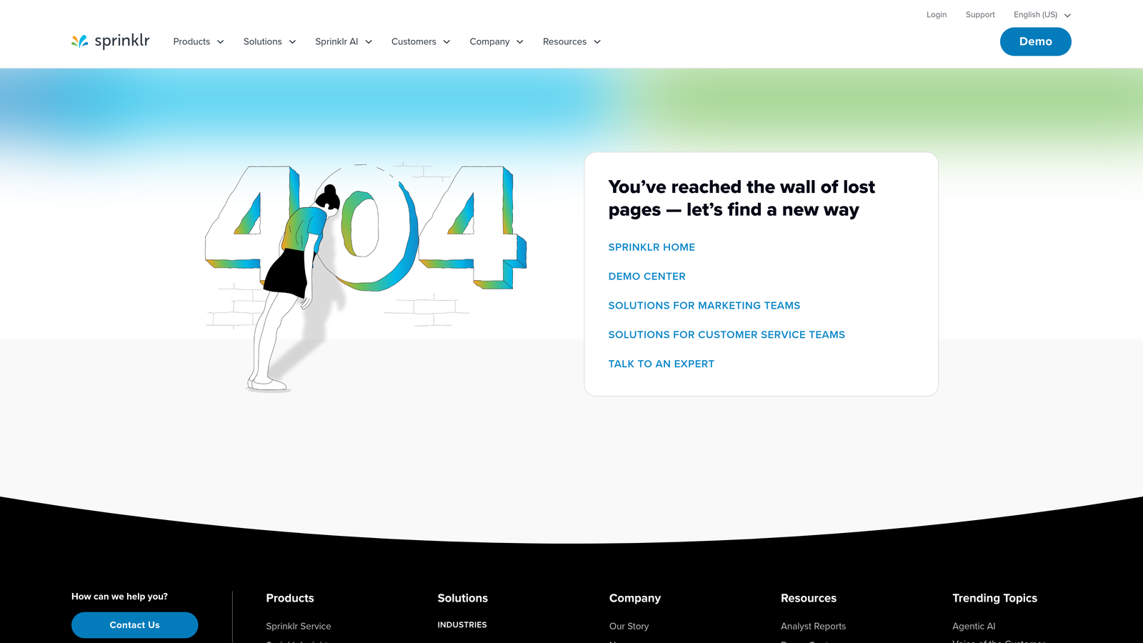 Screenshot of Sprinklr Service website