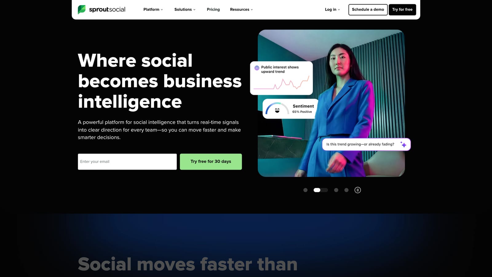 Screenshot of Sprout Social Listening website