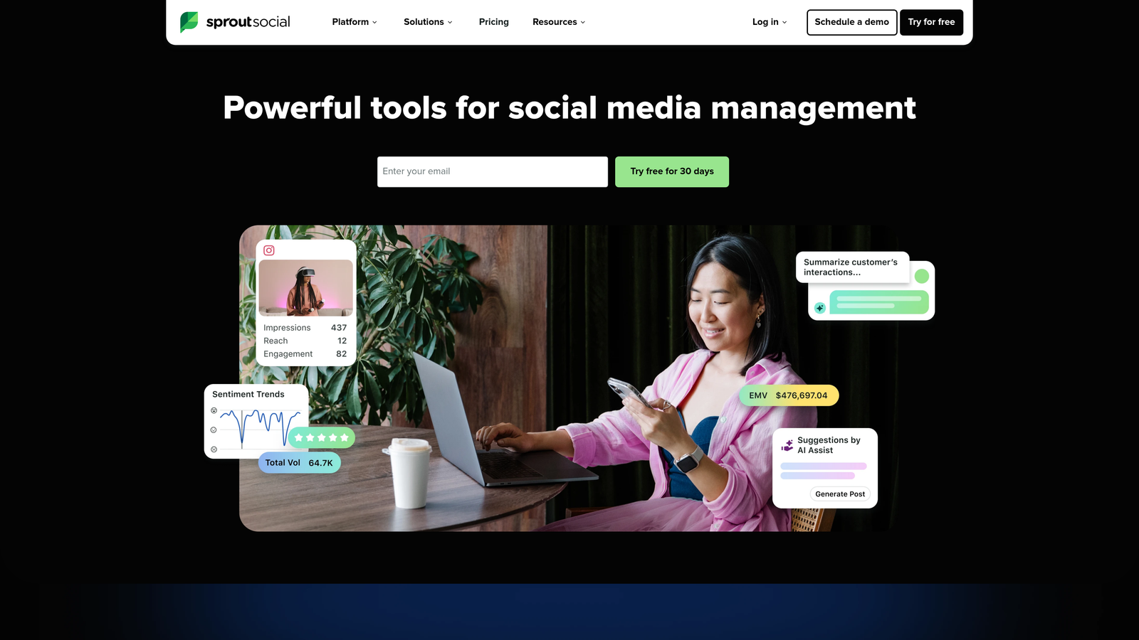 Screenshot of Sprout Social website