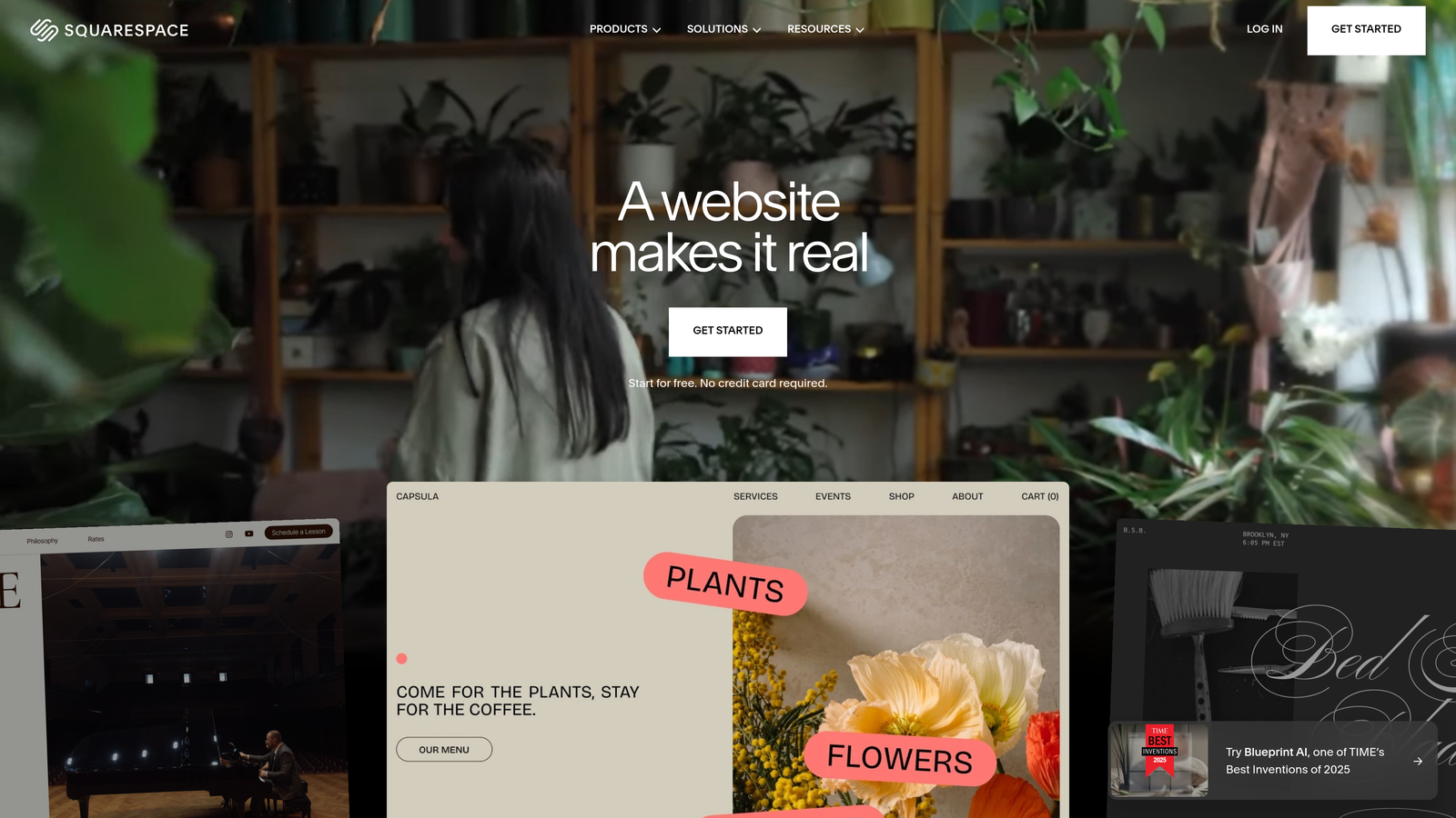Screenshot of Squarespace website homepage