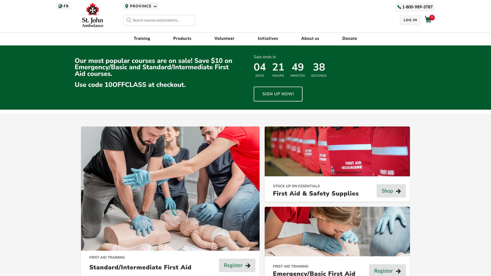 Screenshot of St John Ambulance (Canada) website