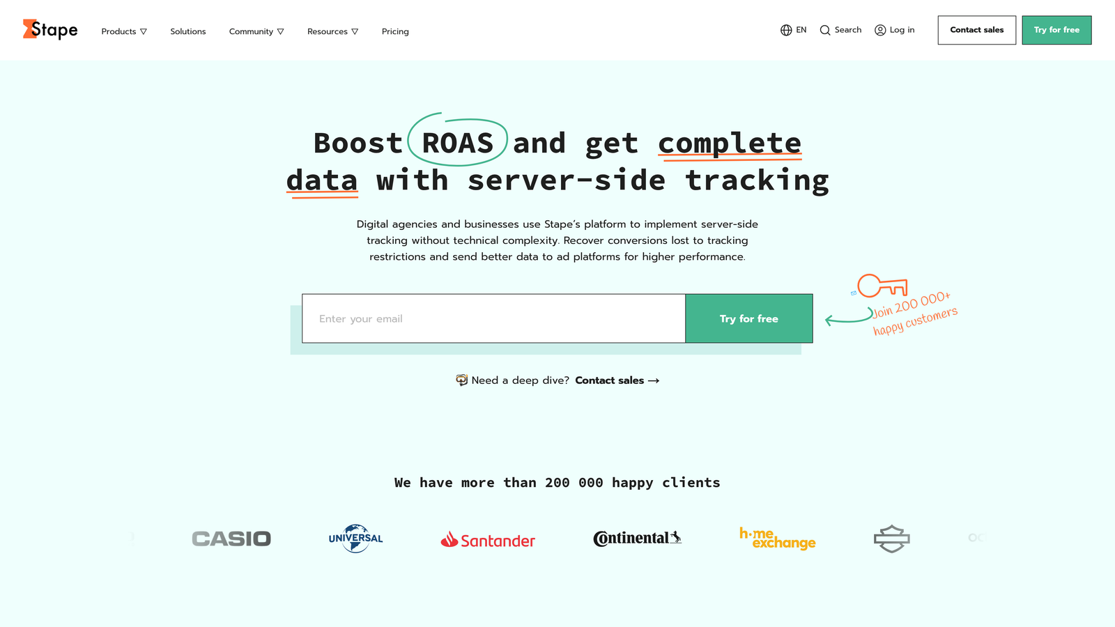 Screenshot of Stape website