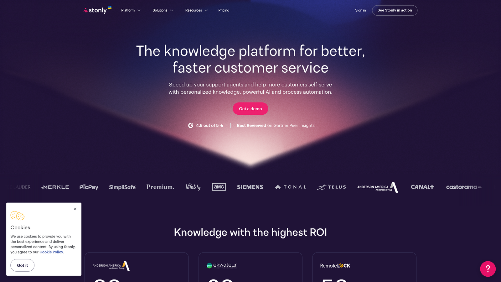 Screenshot of Stonly website