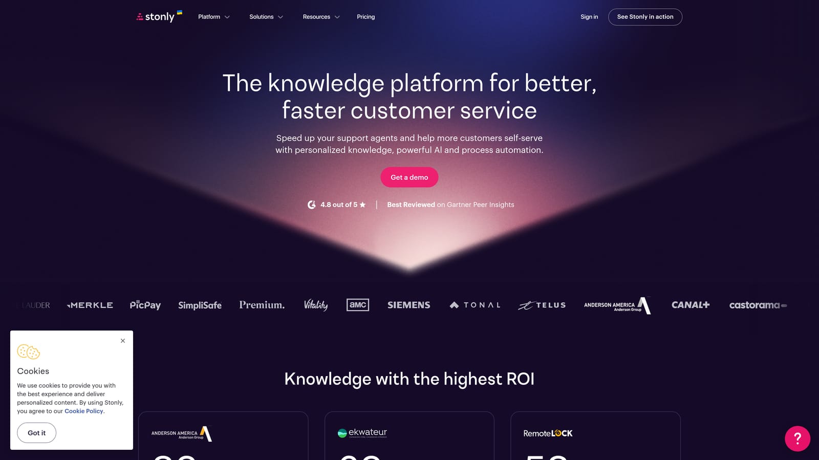 Screenshot of Stonly website
