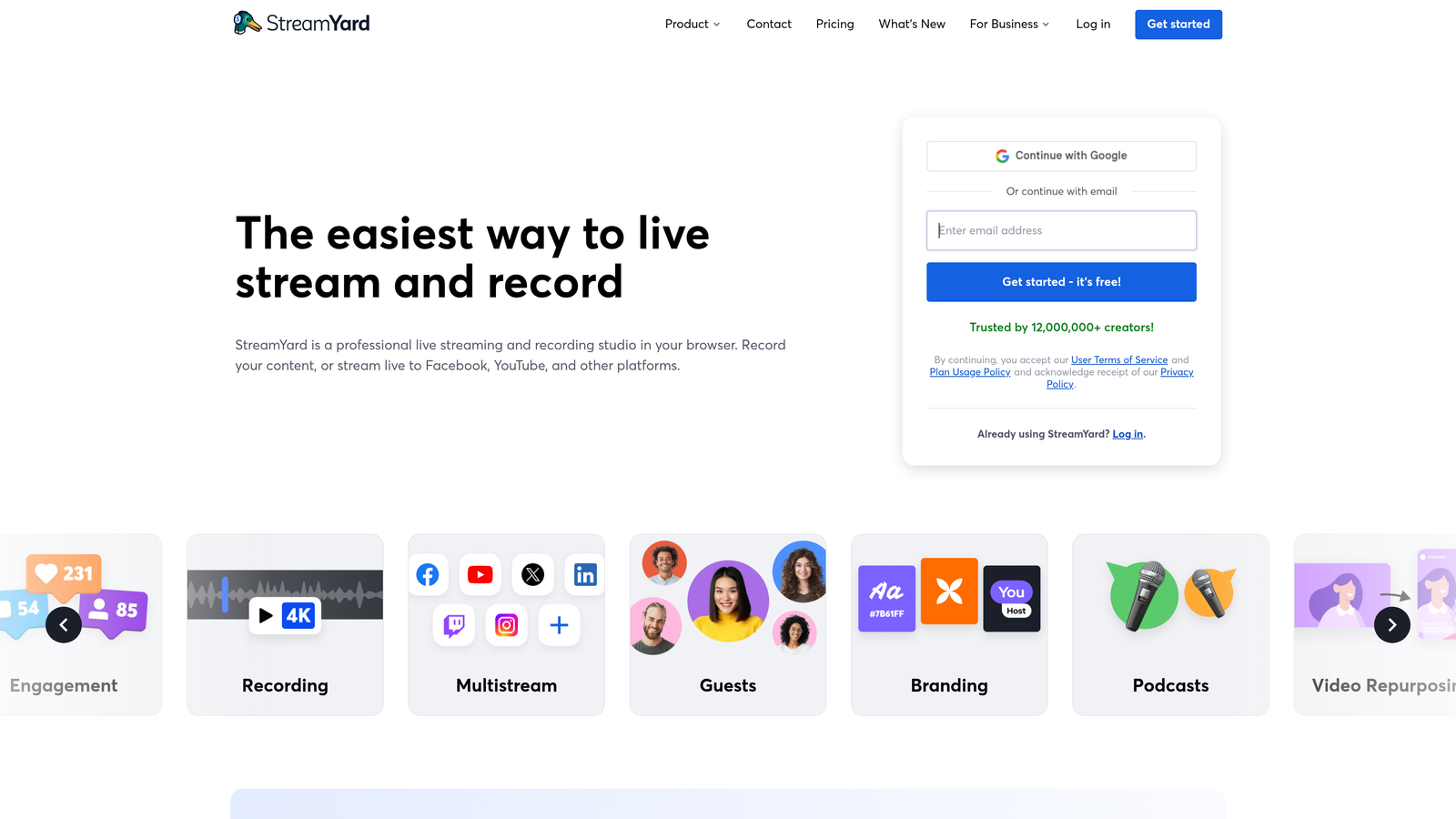 StreamYard live streaming interface