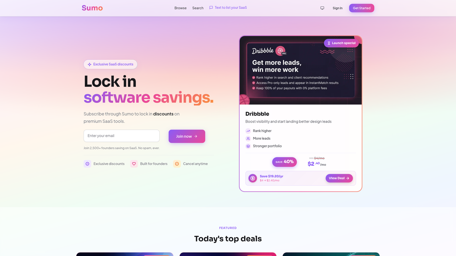 Screenshot of Sumo website