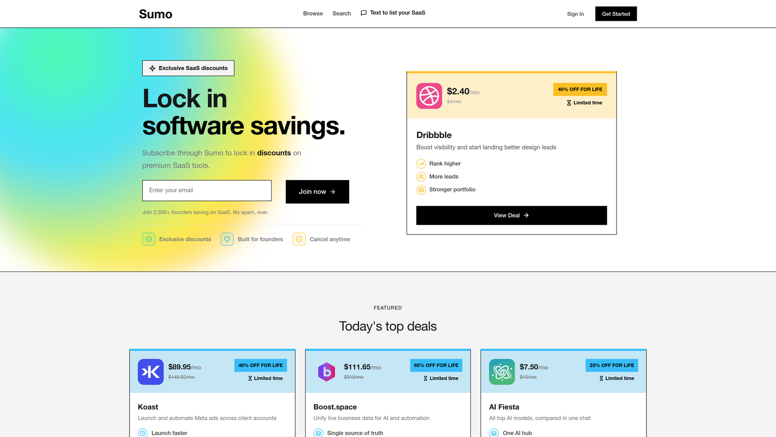 Screenshot of Sumo website