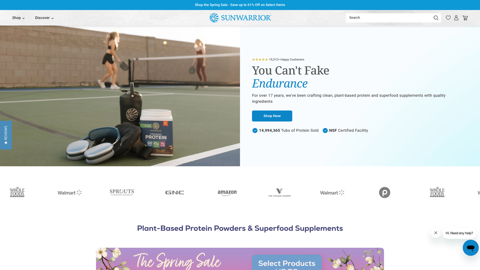 Screenshot of Sunwarrior Warrior Blend Organic Protein website