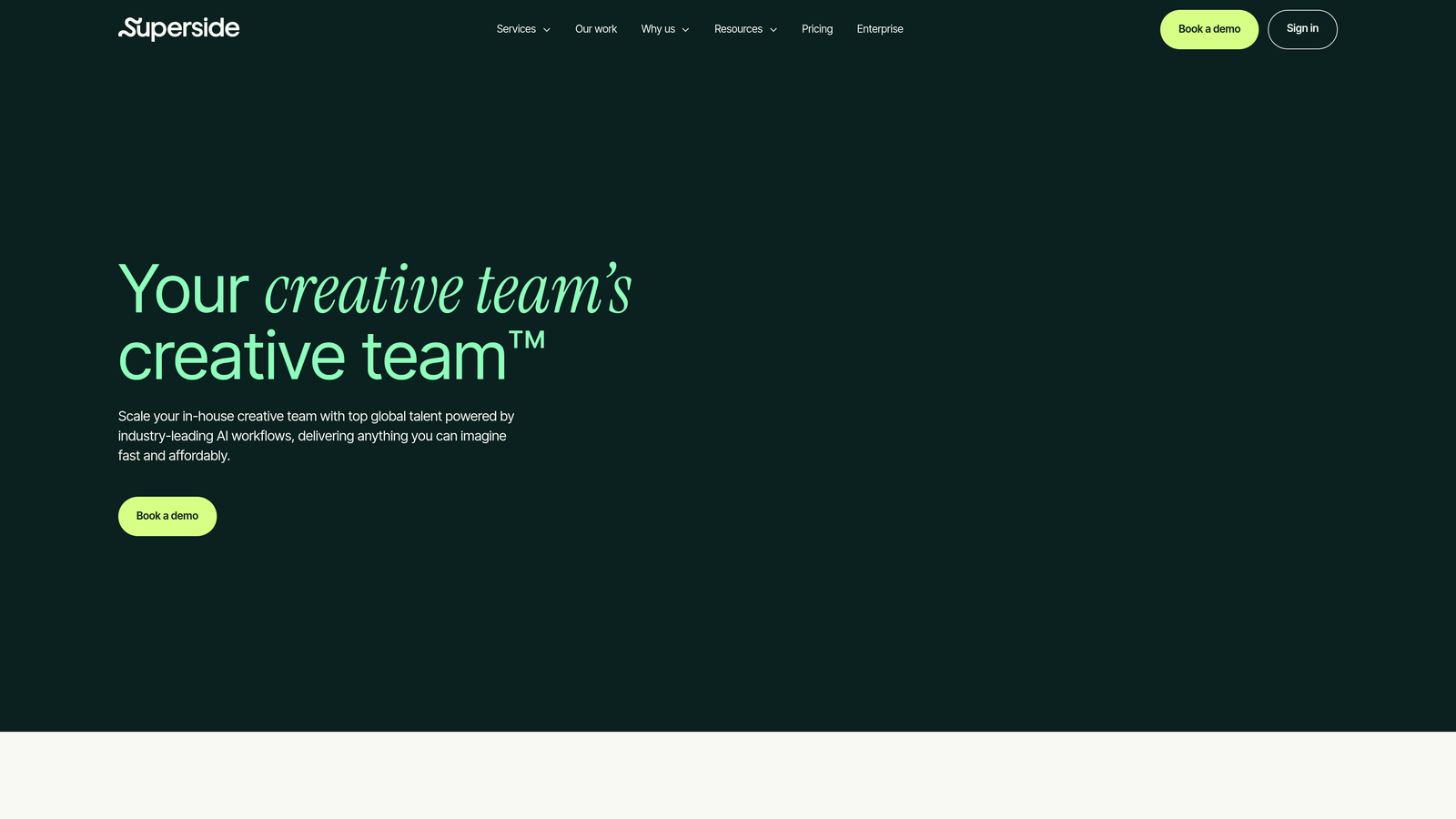 Screenshot of Superside website