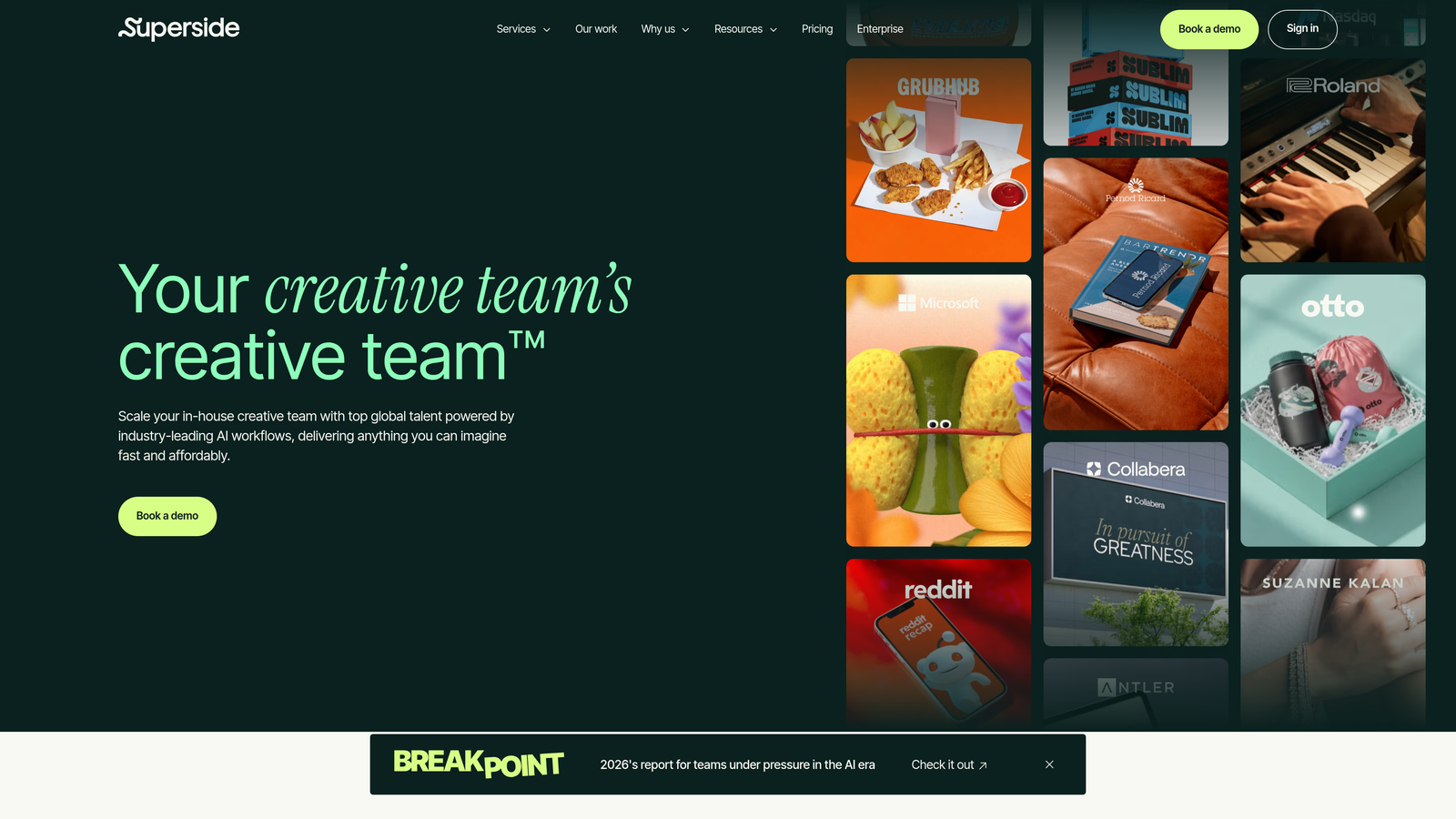 Screenshot of Superside website