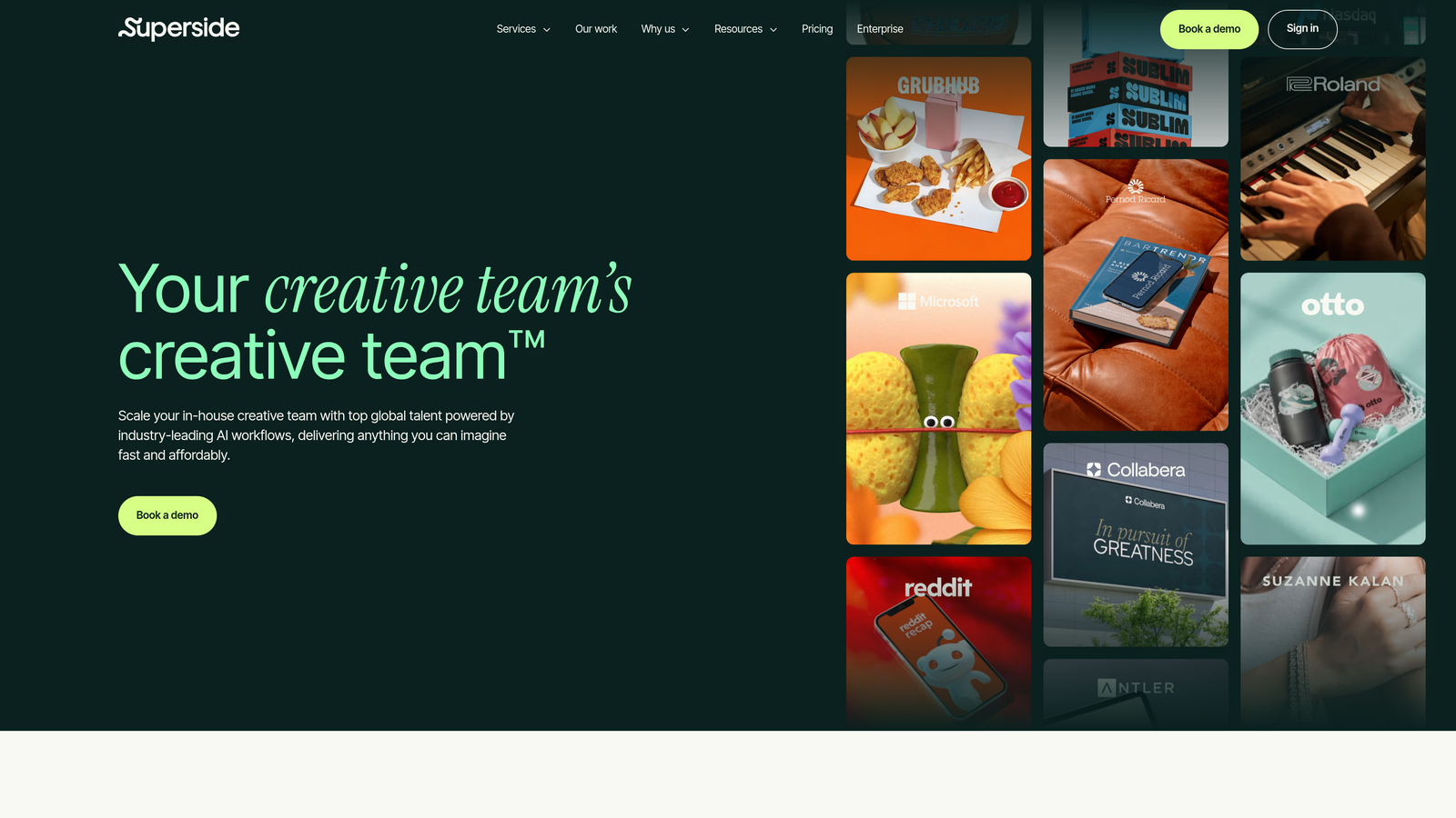 Screenshot of Superside website