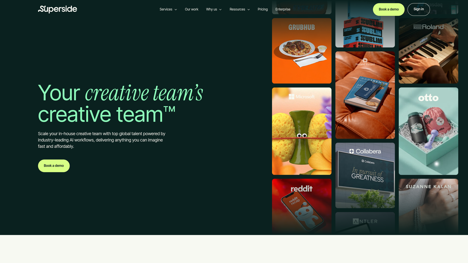 Screenshot of Superside website