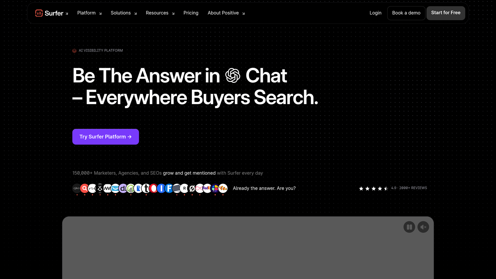 Screenshot of Surfer SEO website