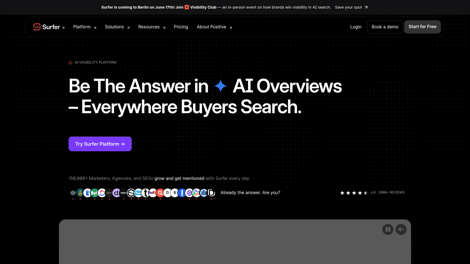 Screenshot of Surfer SEO website
