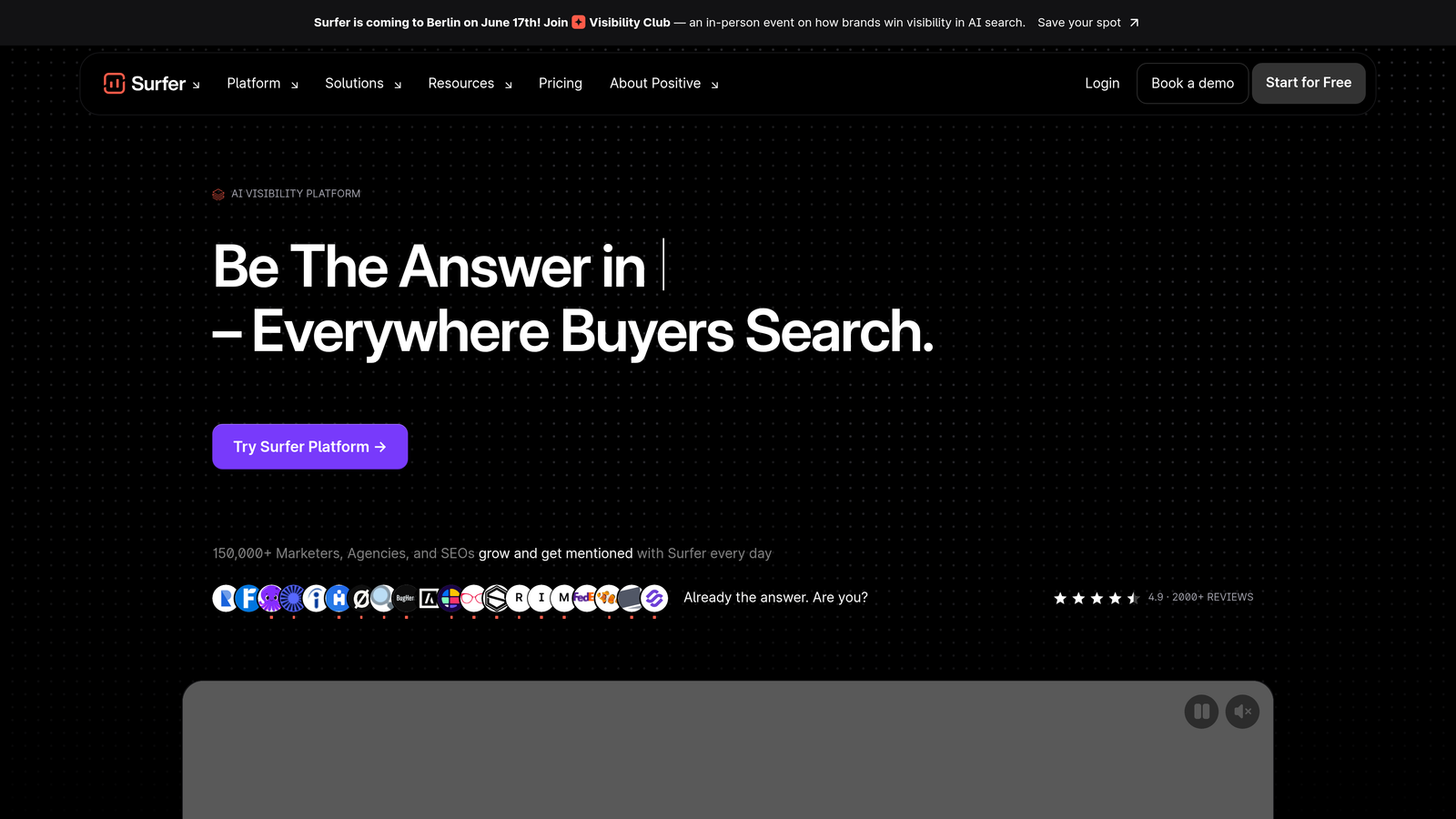 Screenshot of Surfer SEO website