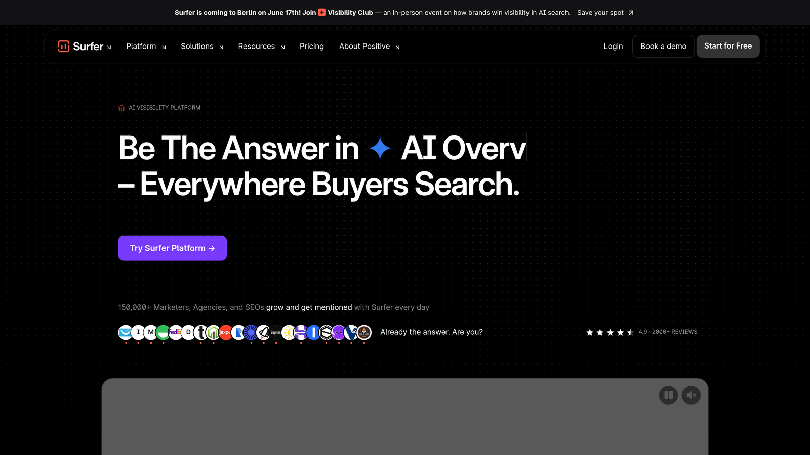 Screenshot of Surfer SEO website
