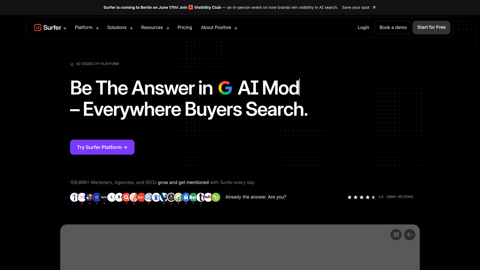 Screenshot of Surfer SEO website