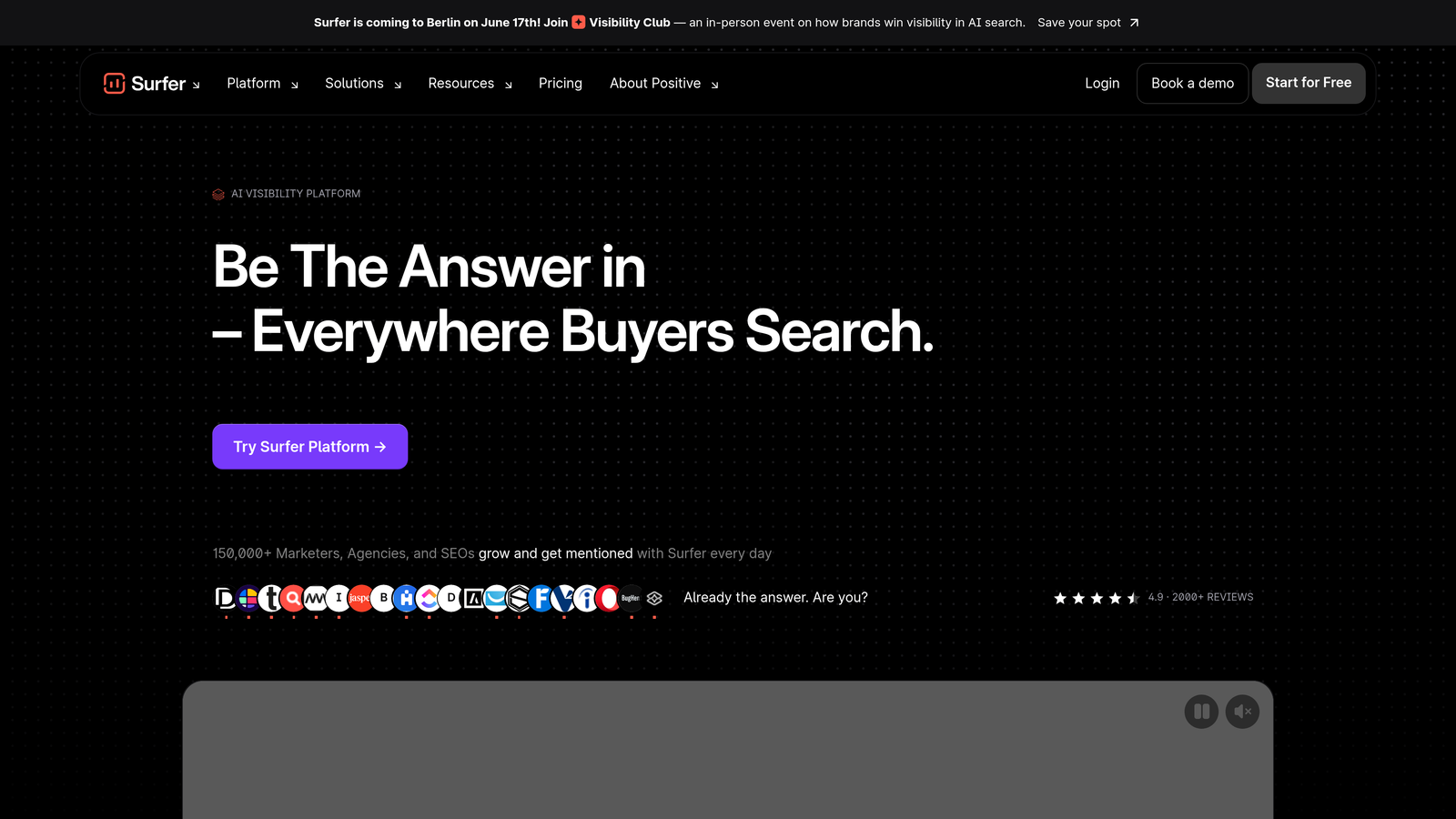 Screenshot of Surfer SEO website
