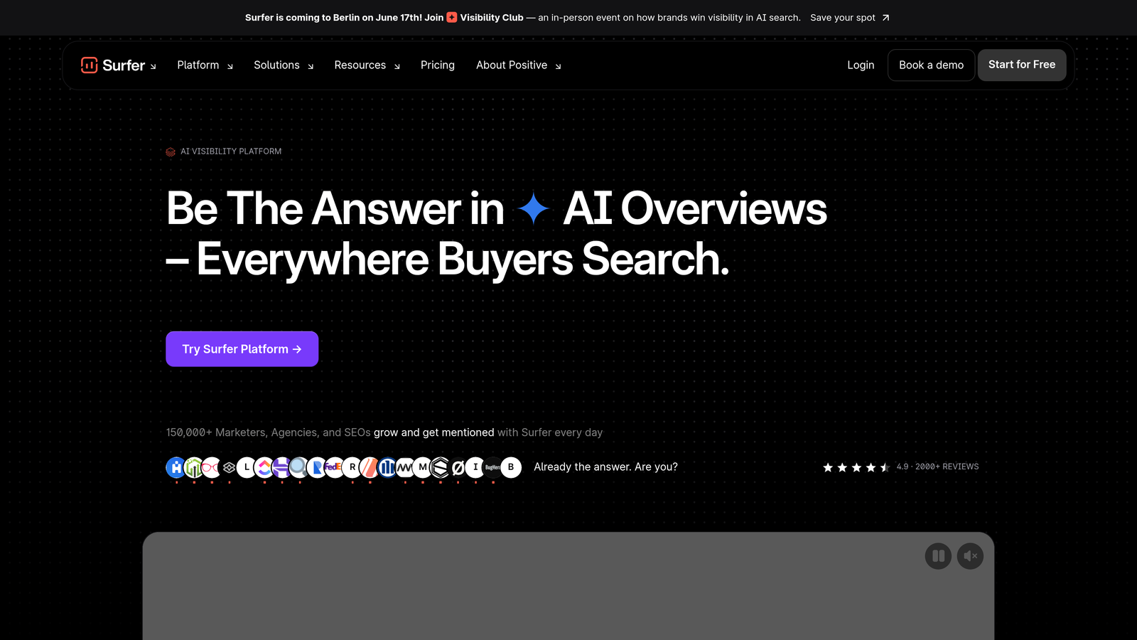 Screenshot of Surfer SEO website