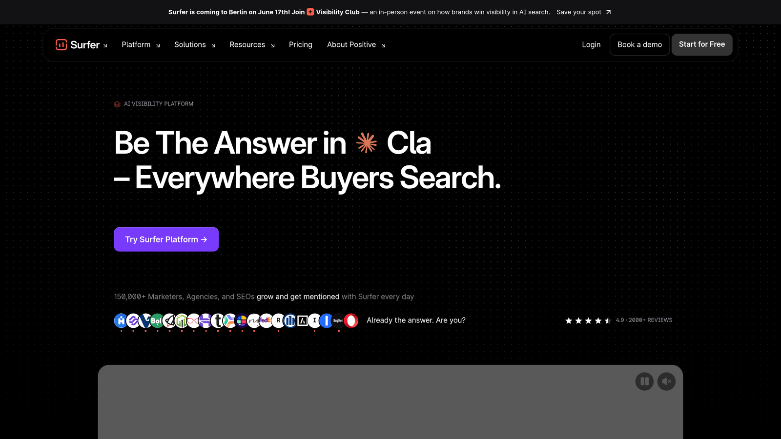 Screenshot of Surfer SEO website