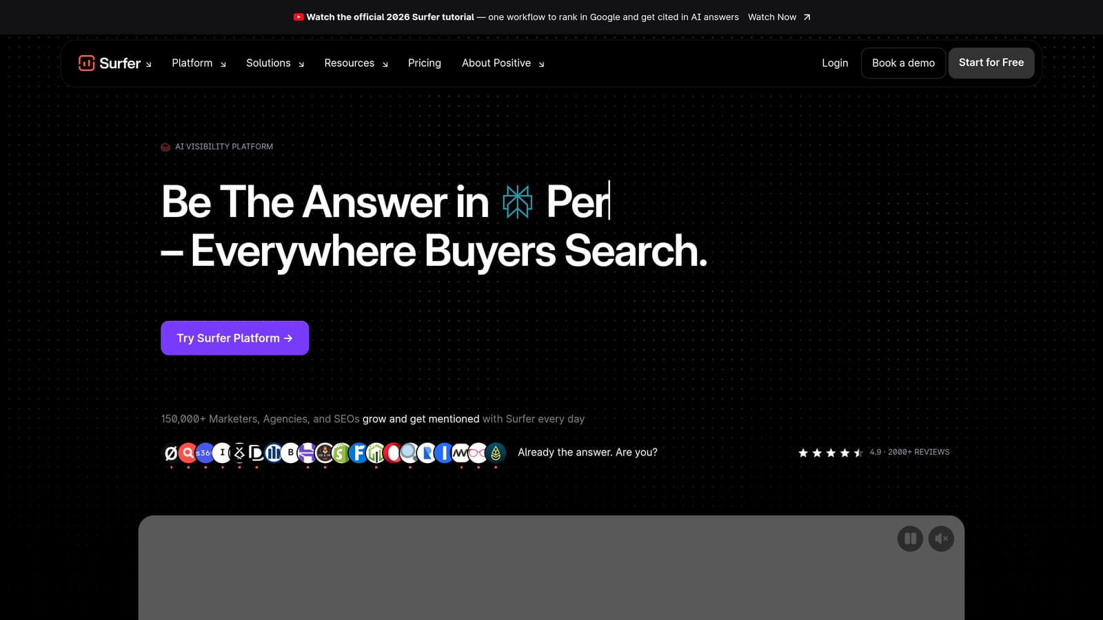 Screenshot of Surfer SEO website