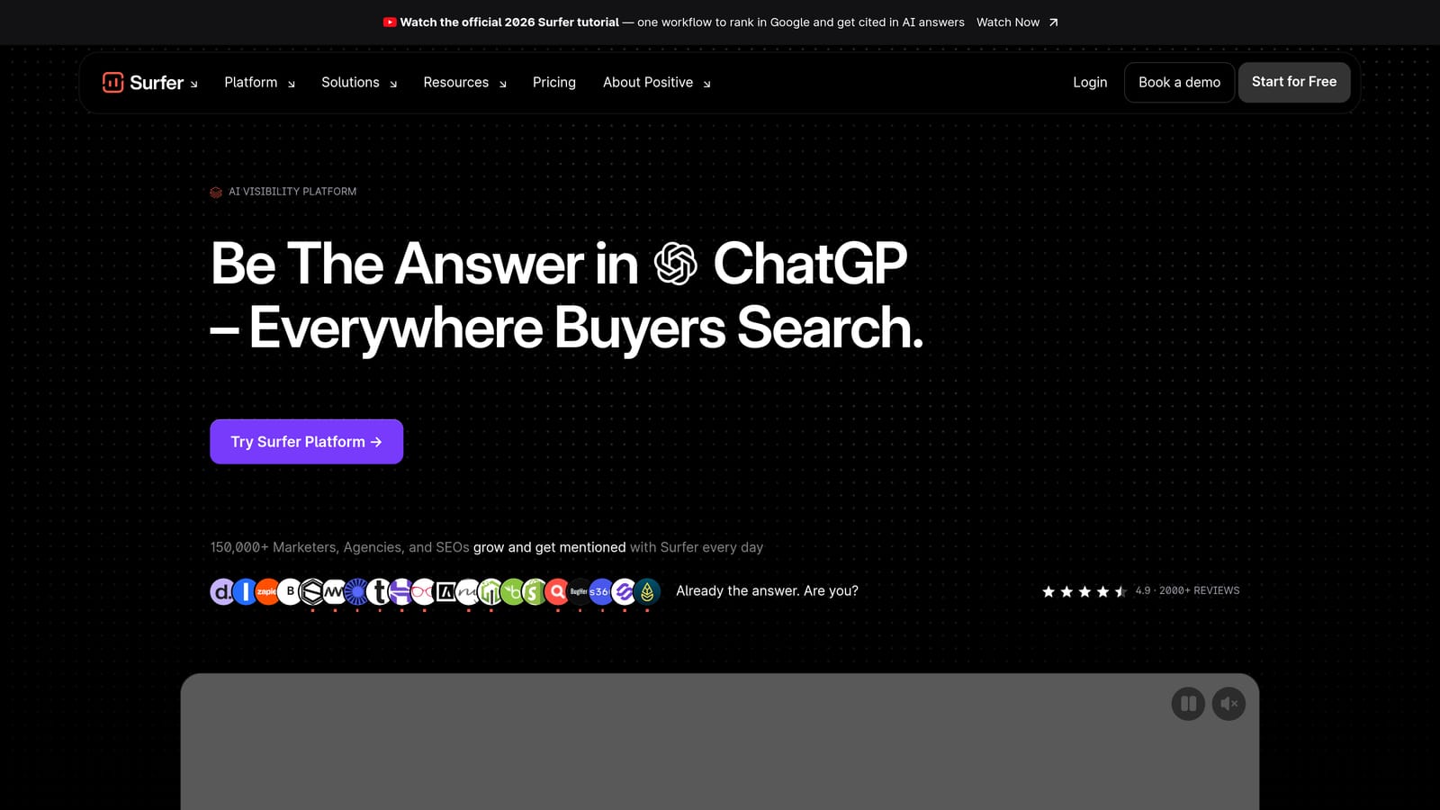 Screenshot of Surfer SEO website