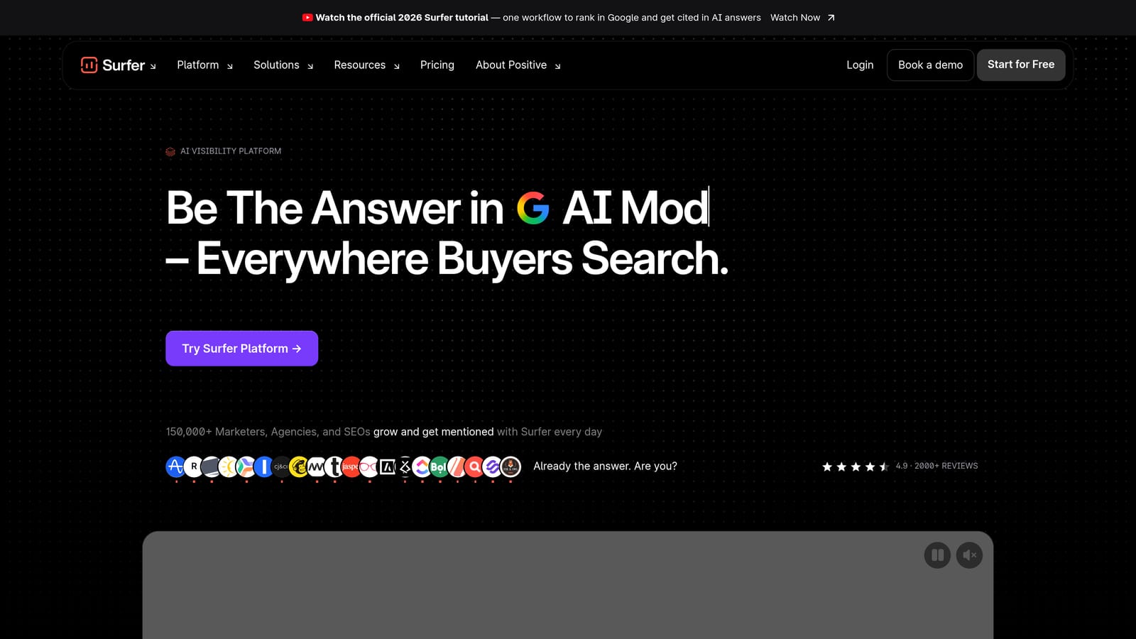 Screenshot of Surfer SEO website