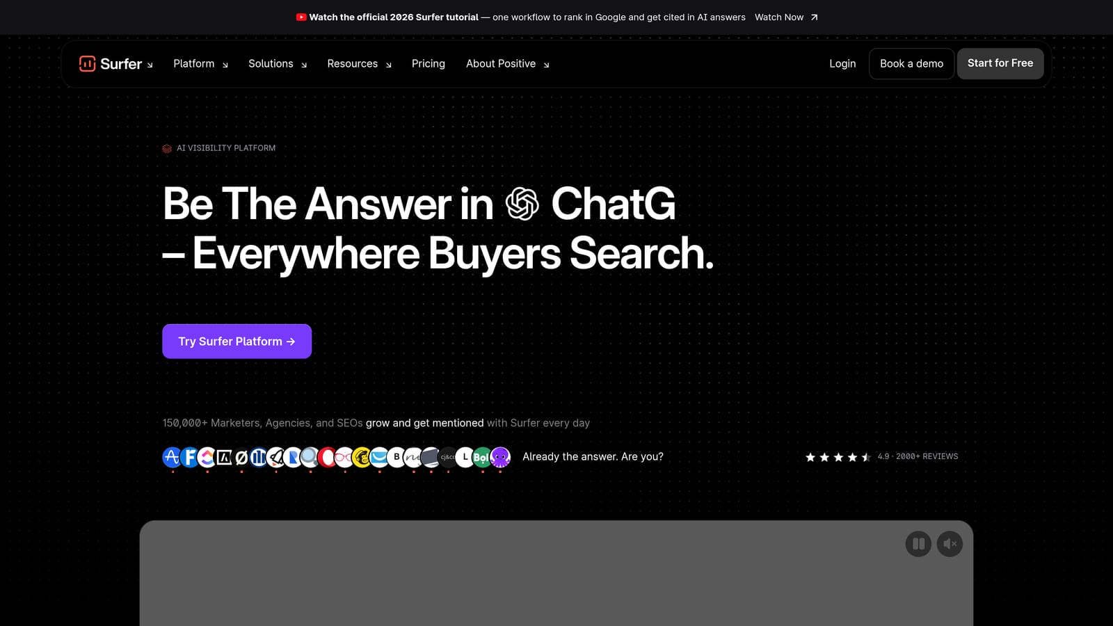 Screenshot of Surfer SEO website