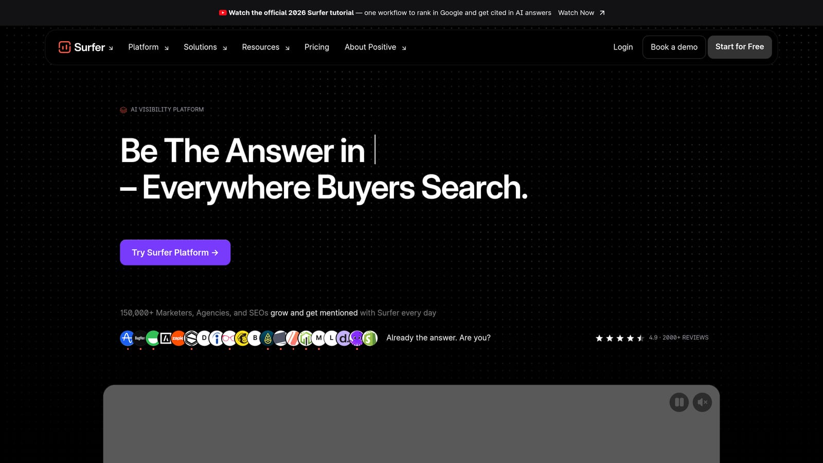 Screenshot of Surfer SEO website
