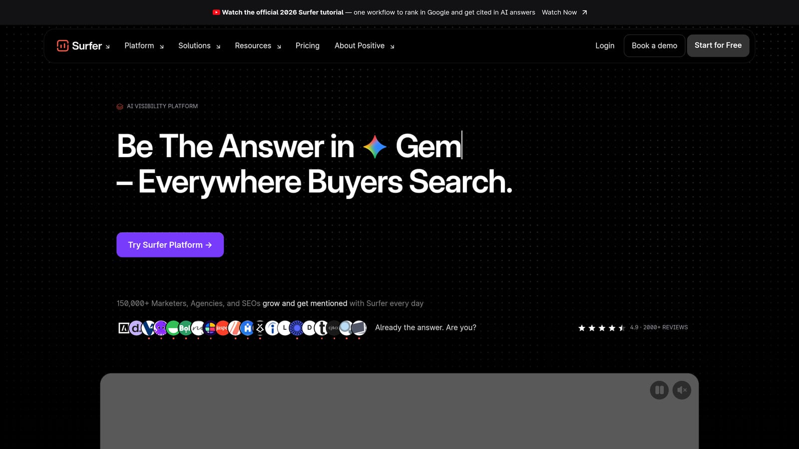 Screenshot of Surfer SEO website