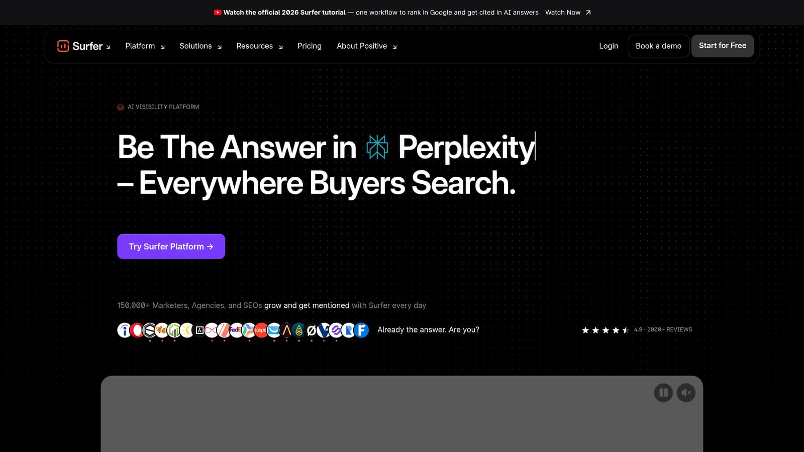 Screenshot of Surfer SEO website