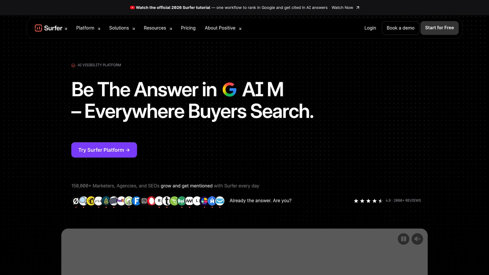 Screenshot of Surfer SEO website