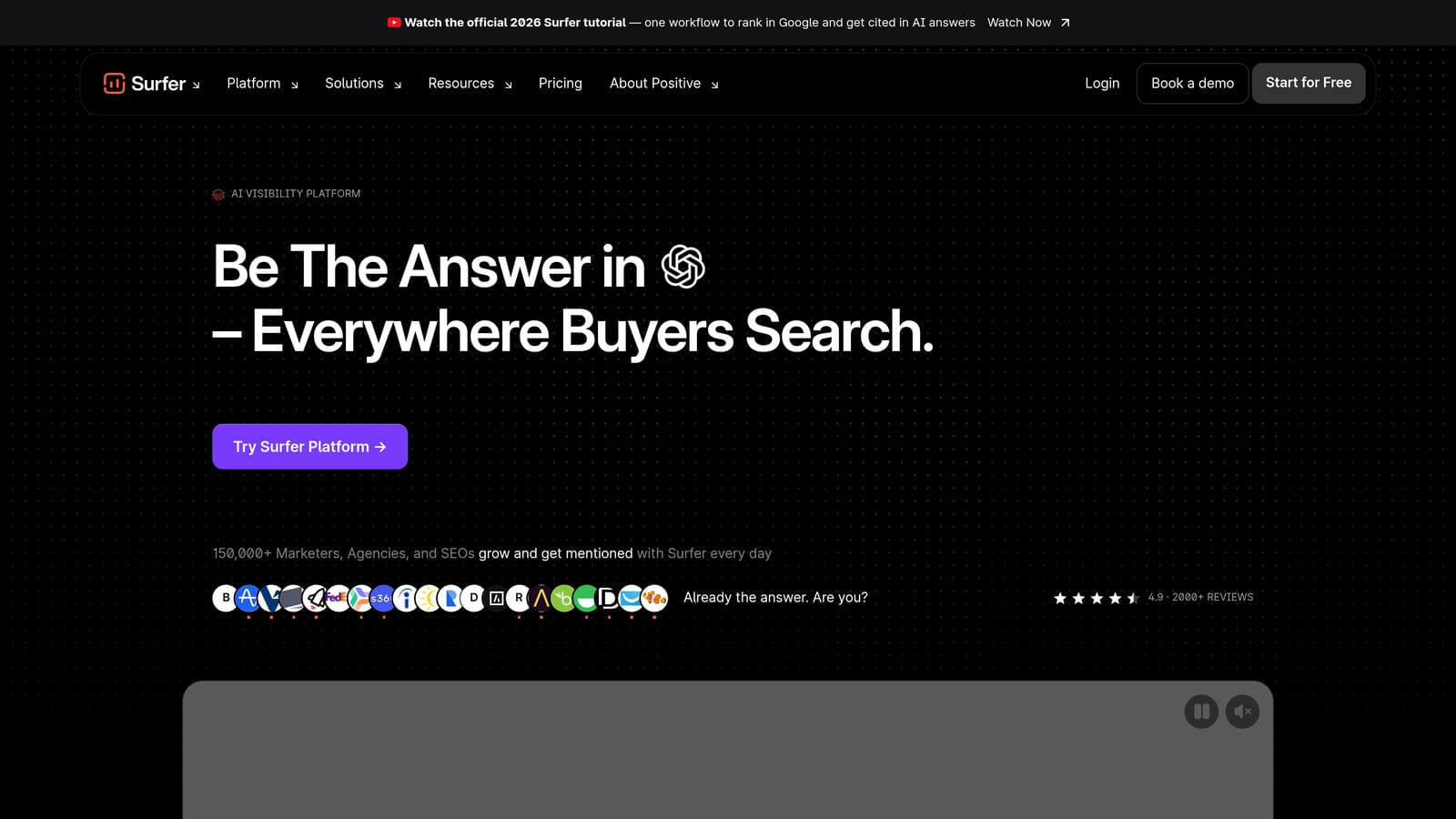 Screenshot of Surfer SEO website