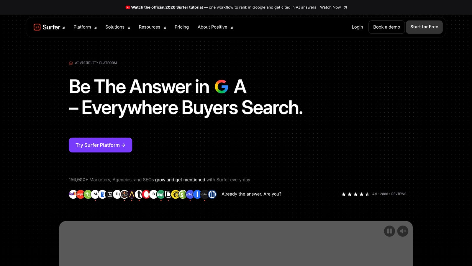 Screenshot of Surfer SEO website
