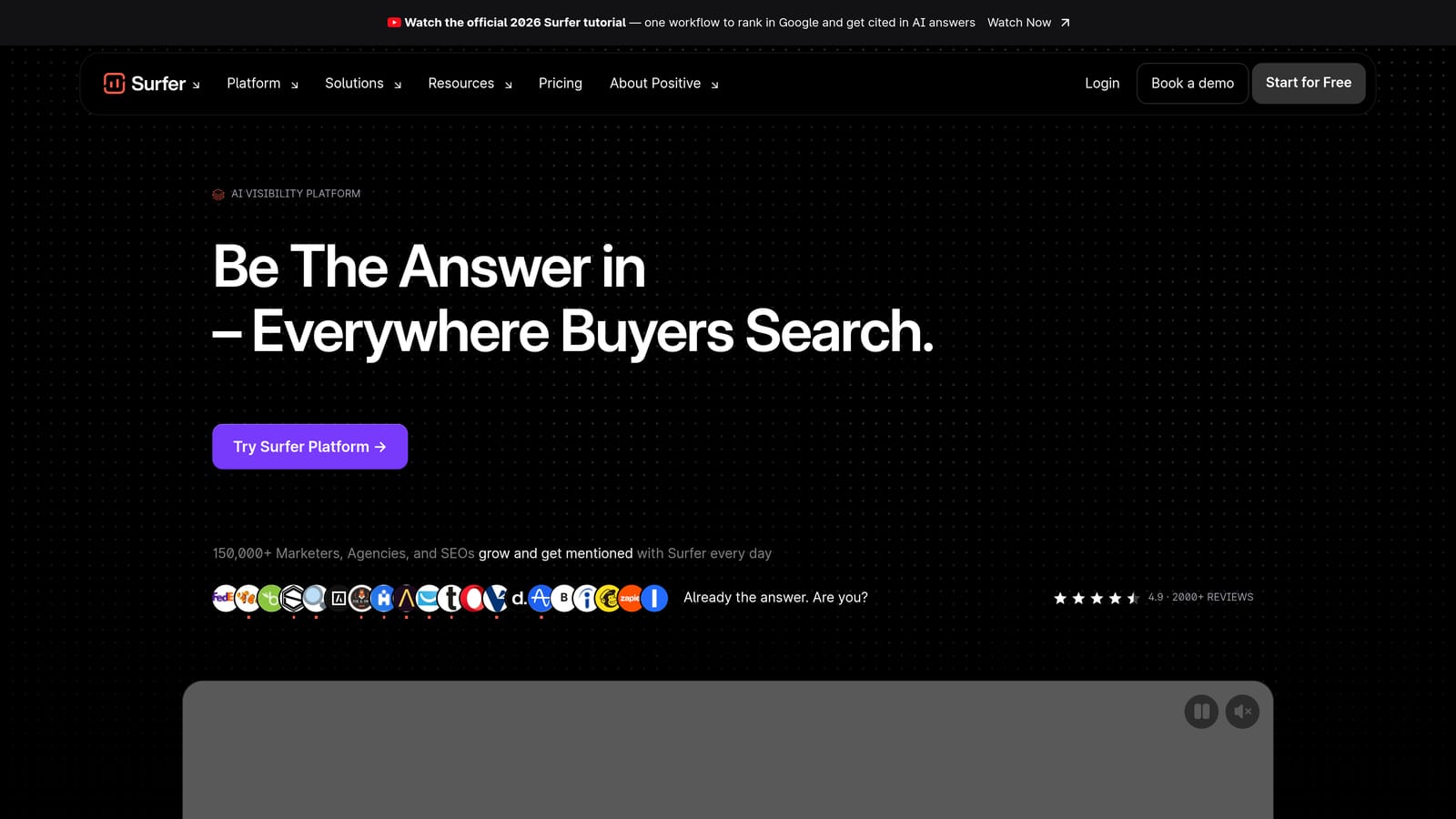 Screenshot of Surfer SEO website