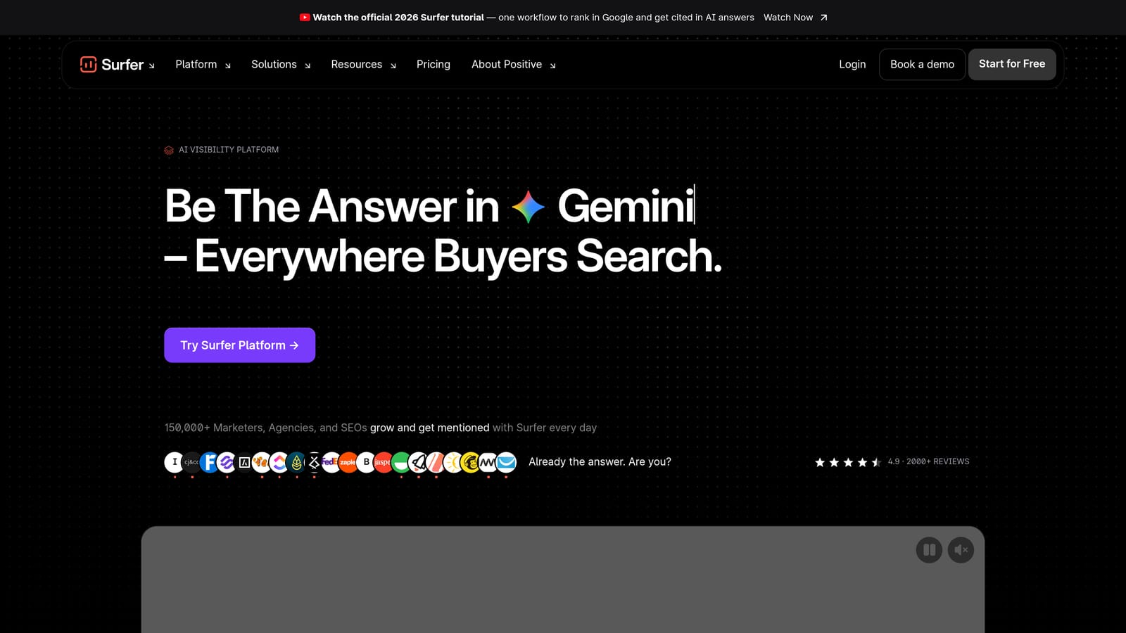 Screenshot of Surfer SEO website