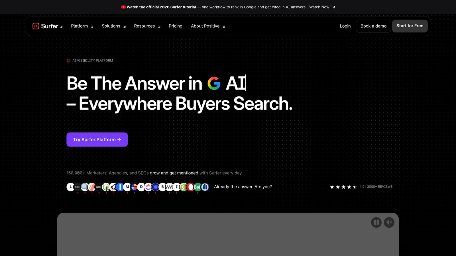 Screenshot of Surfer SEO website