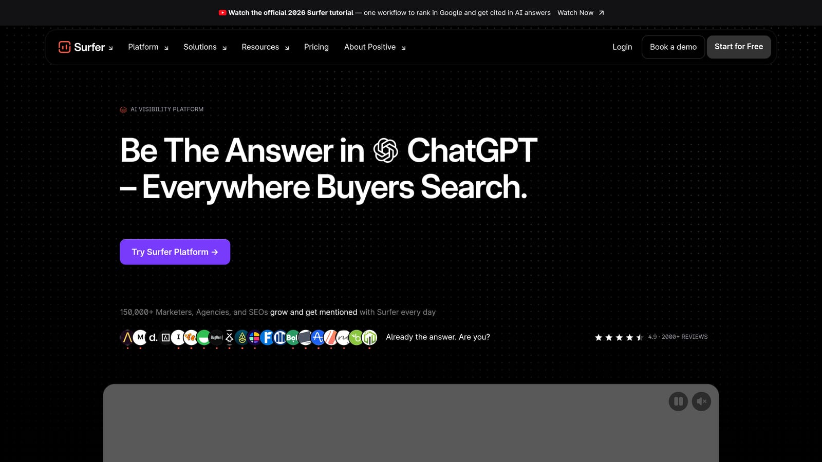 Screenshot of Surfer SEO website