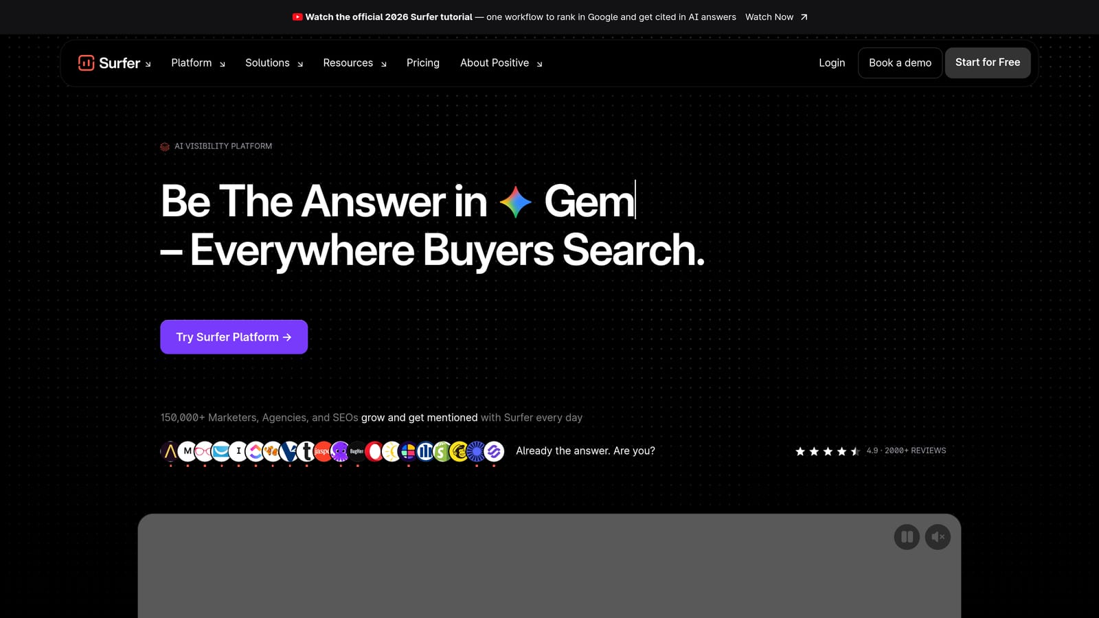 Screenshot of Surfer SEO website