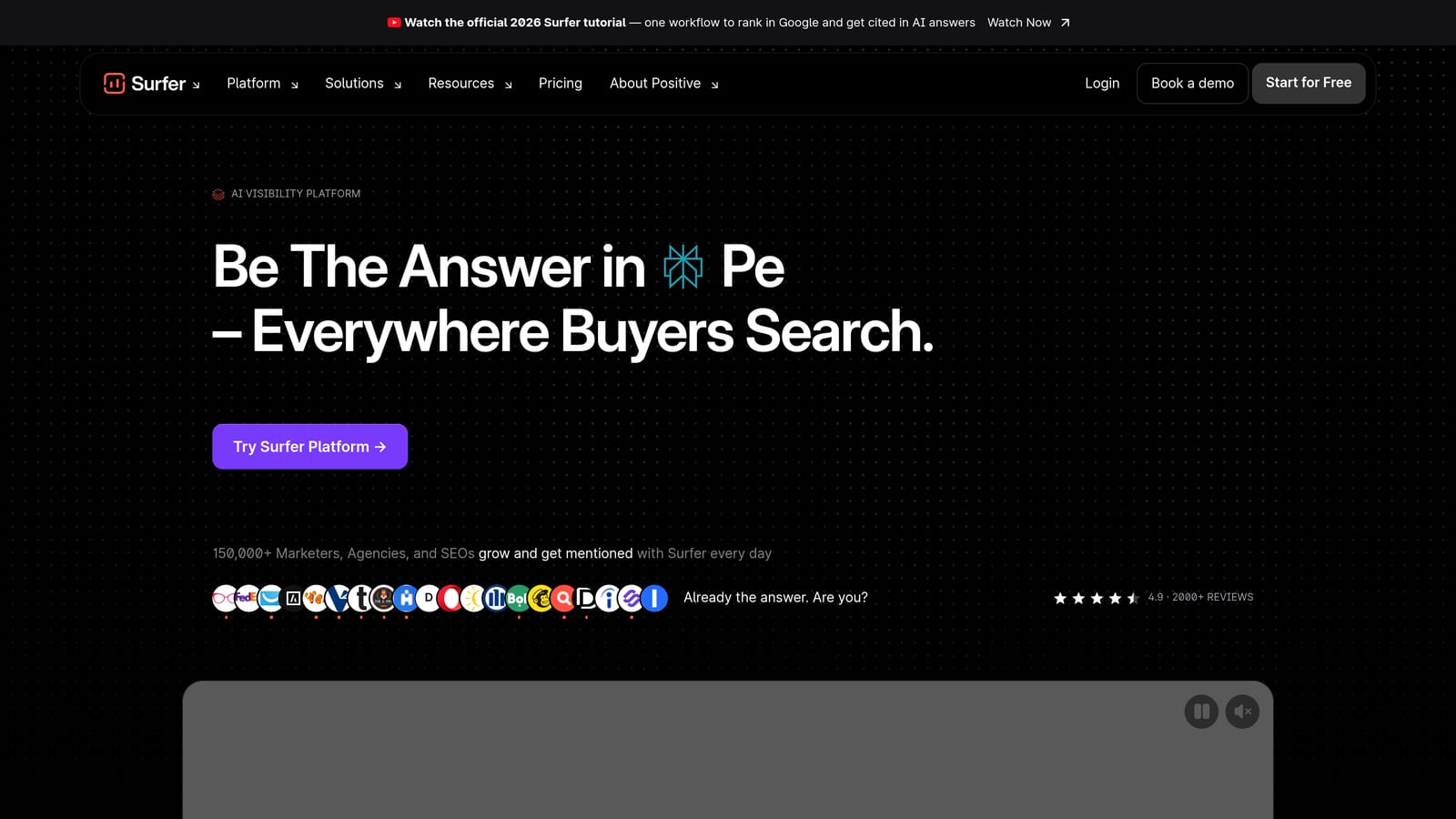 Screenshot of Surfer SEO website