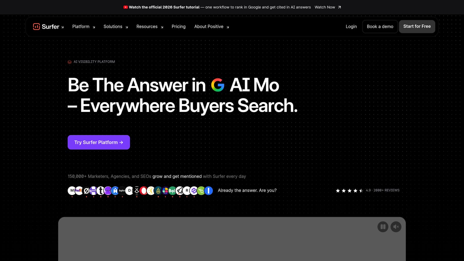 Screenshot of Surfer SEO website