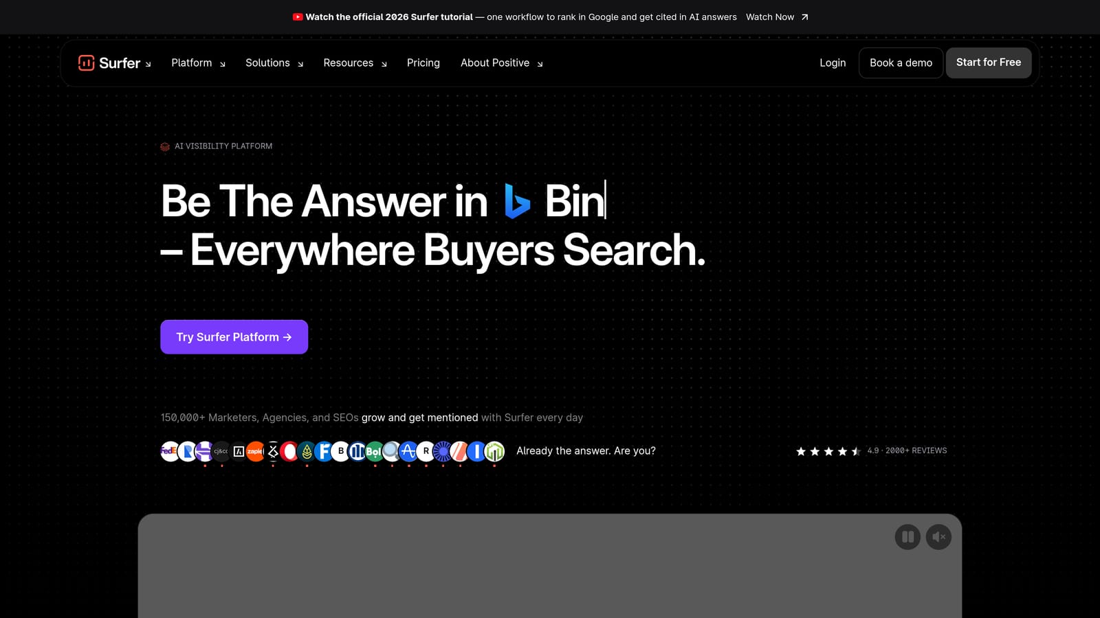 Screenshot of Surfer SEO website