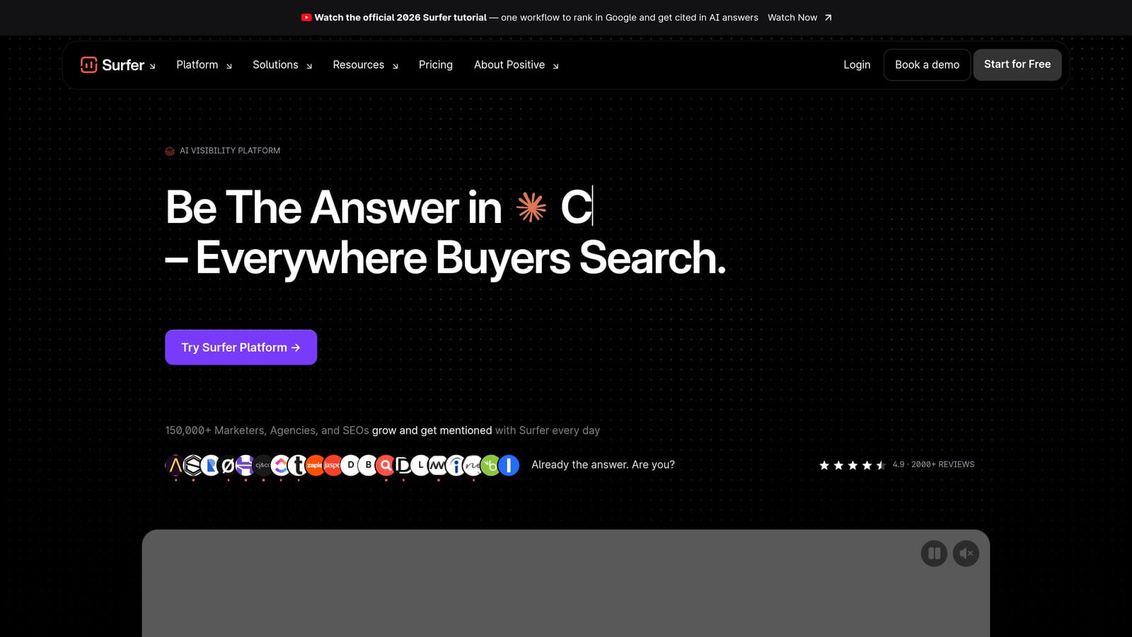 Screenshot of Surfer SEO website