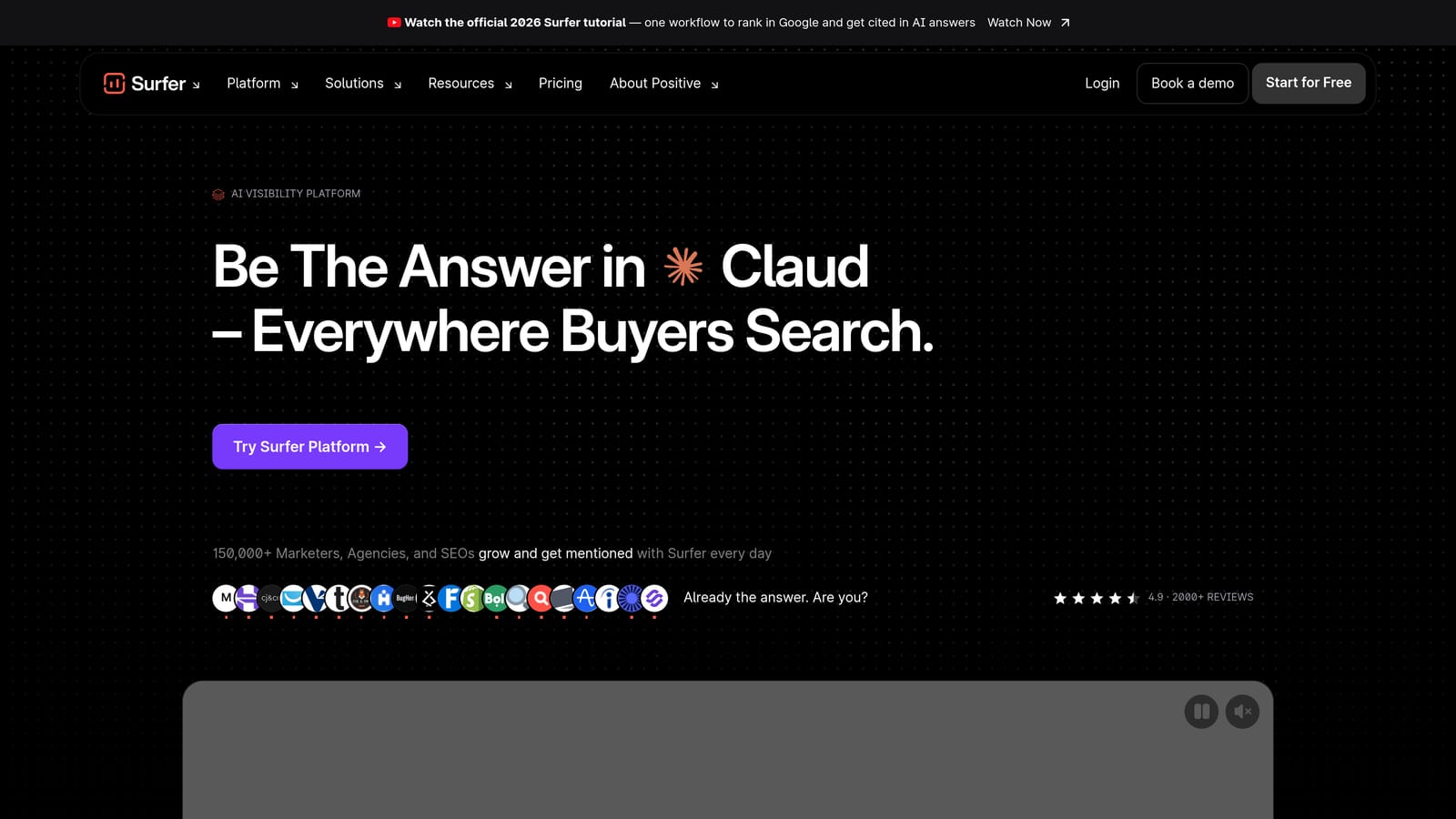 Screenshot of Surfer SEO website