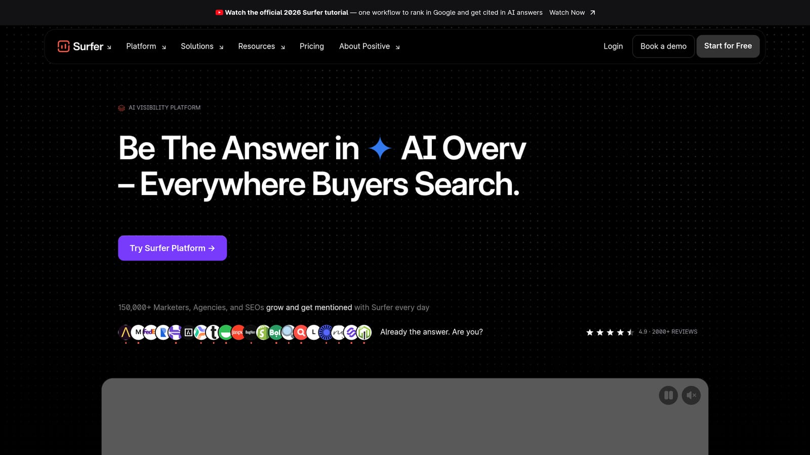 Screenshot of Surfer SEO website