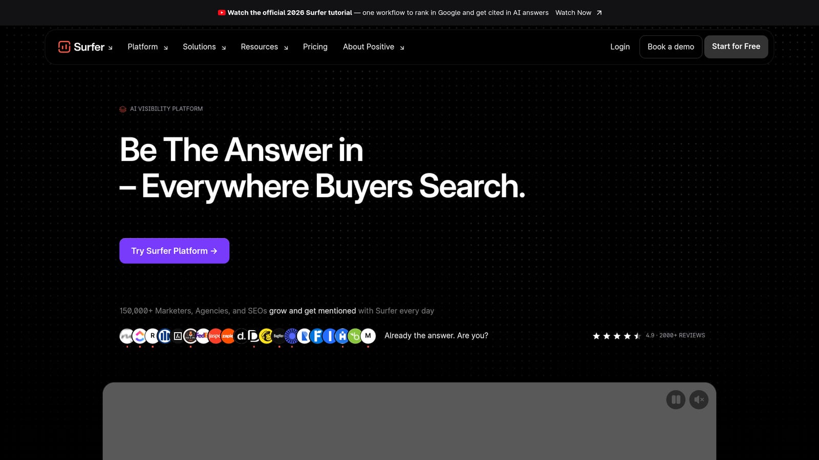 Screenshot of Surfer SEO website