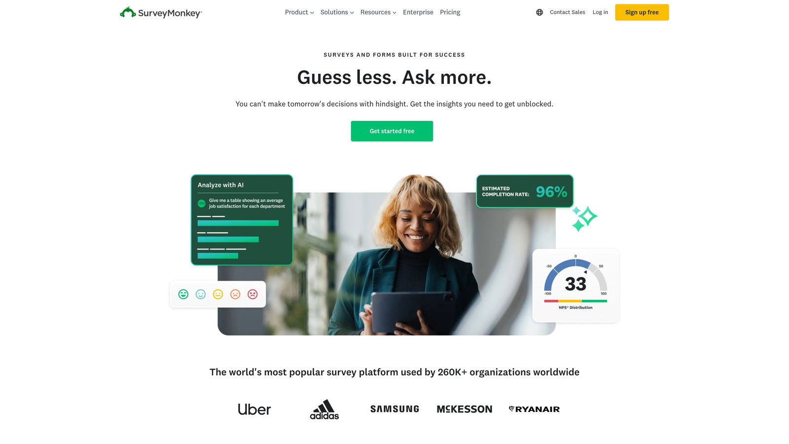 Screenshot of SurveyMonkey website