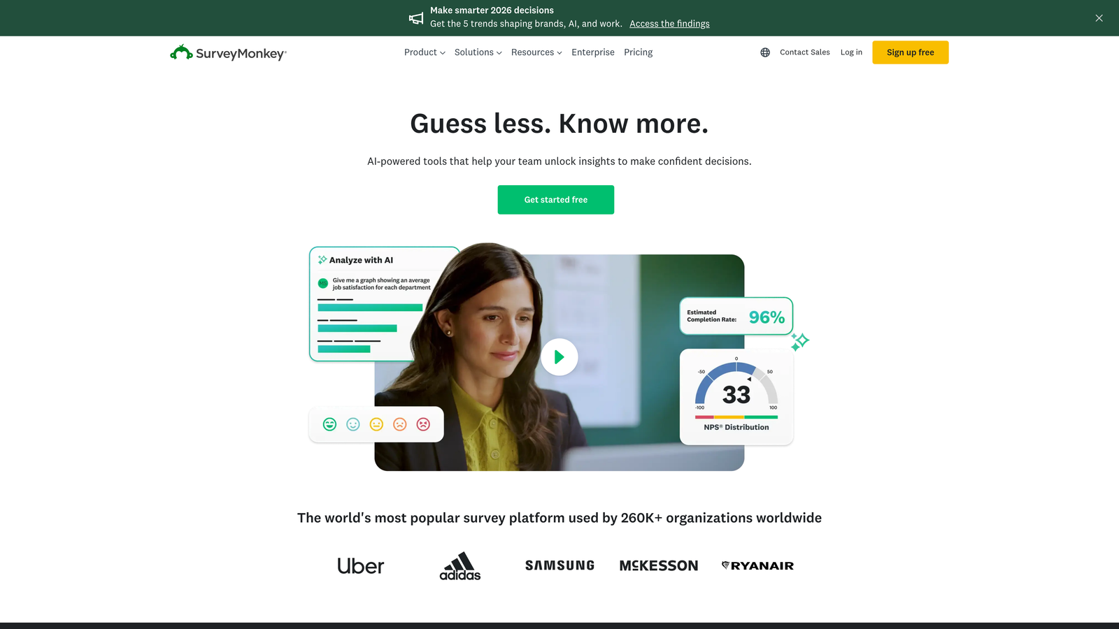 Screenshot of SurveyMonkey website