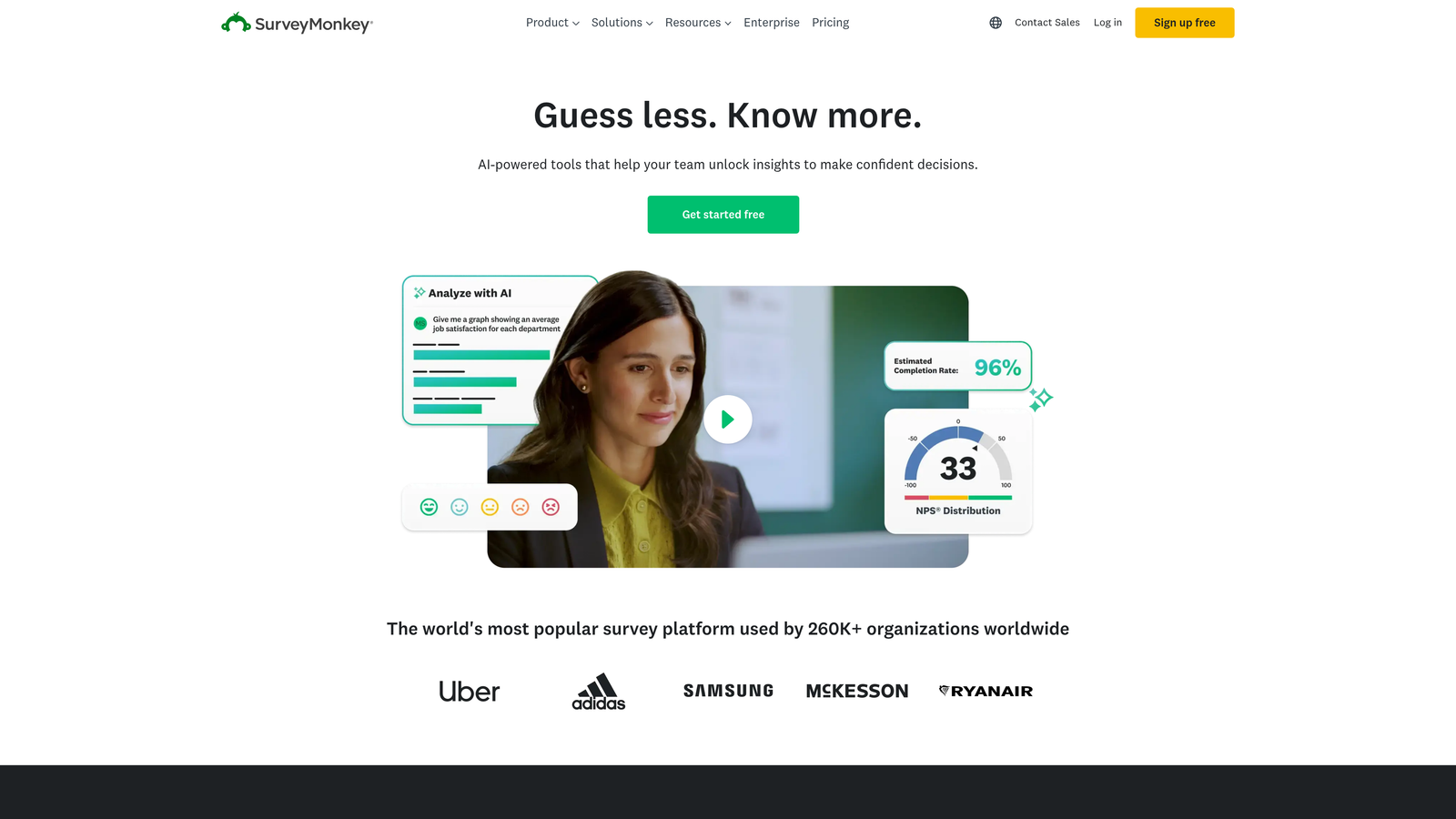 Screenshot of SurveyMonkey website
