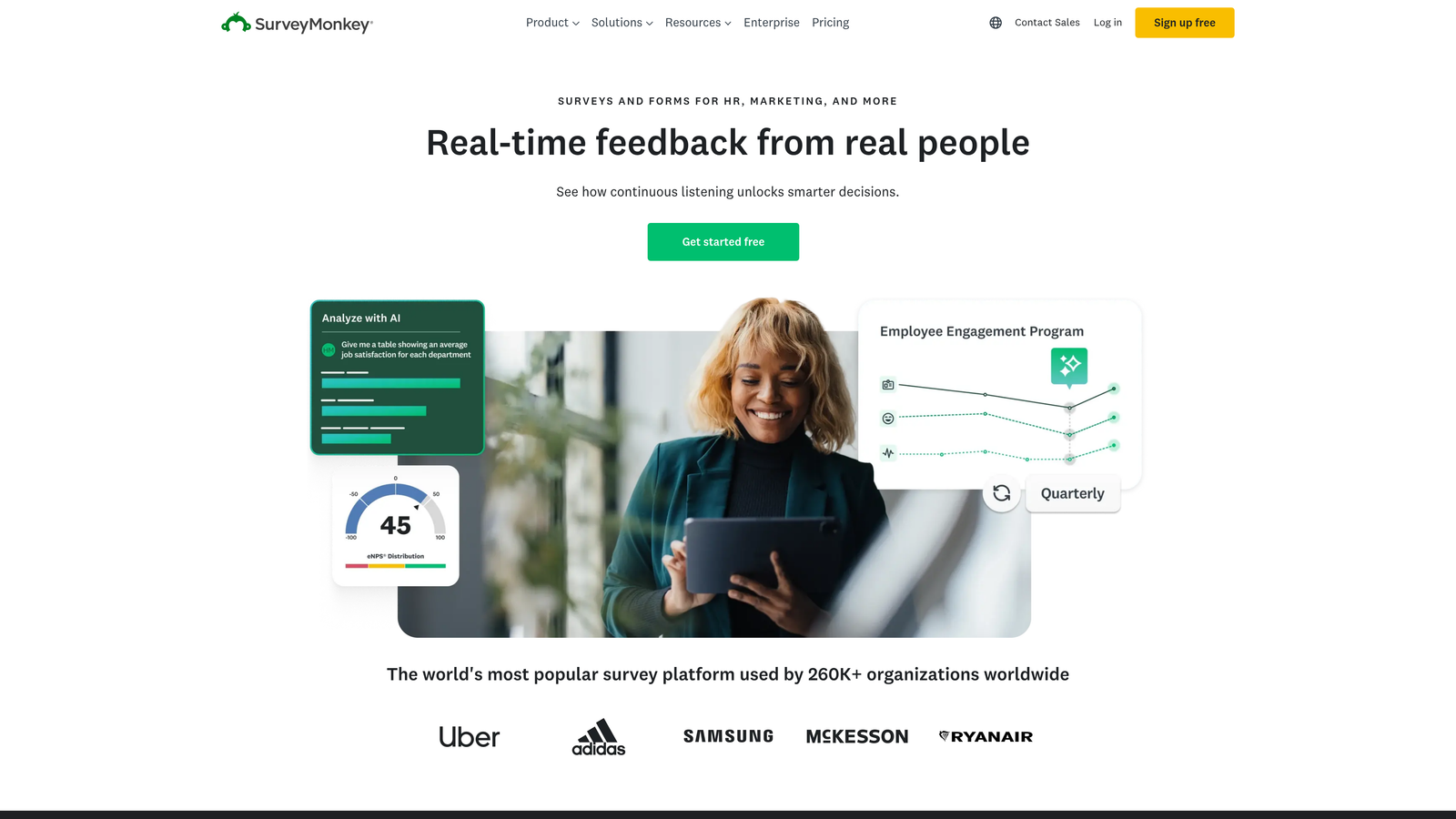 Screenshot of SurveyMonkey website